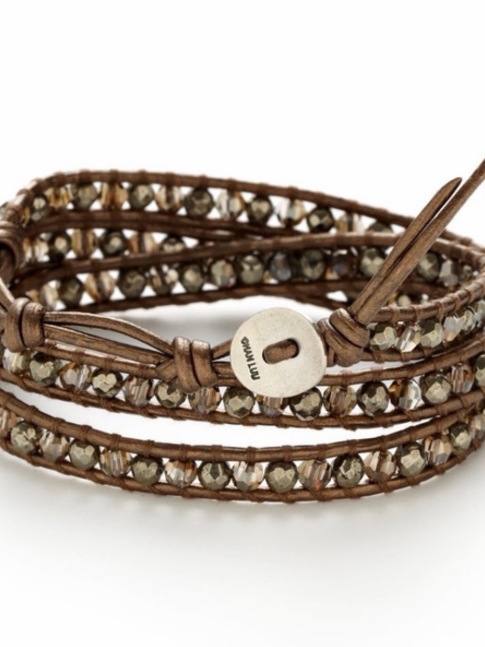 NWT Chan Luu Brown Leather Wrap Bracelet with Swarovski crystals